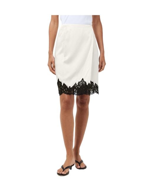 Stella McCartney White Lace-Trimmed Satin Midi Skirt