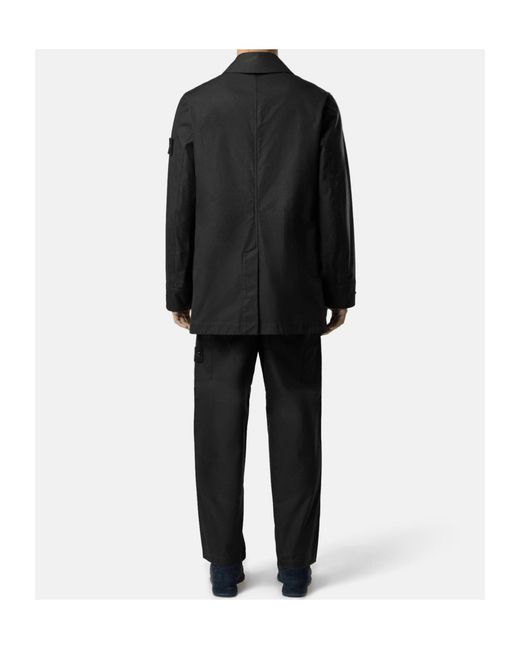 Stone Island Black Windproof And Breathable Pea Coat for men