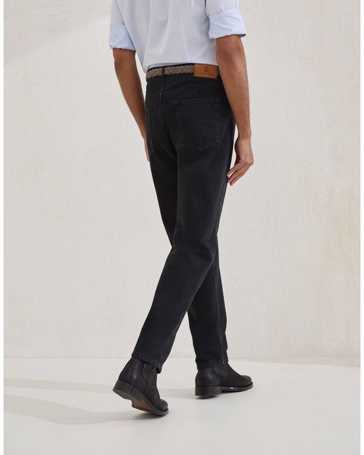 Brunello Cucinelli Black Logo Patch Straight-Leg Jeans for men