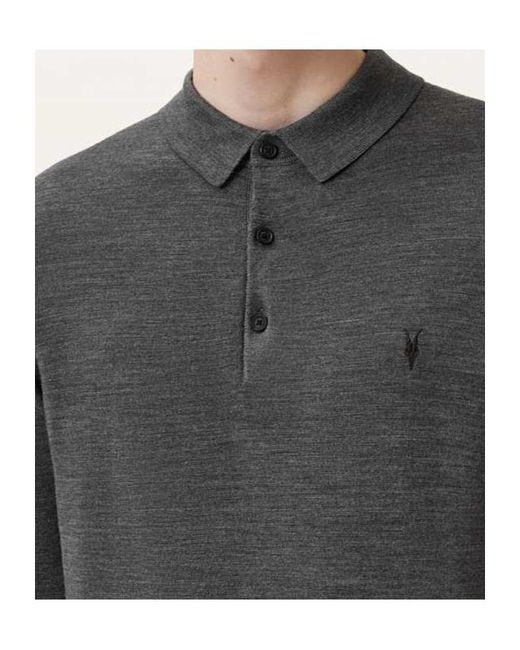 AllSaints Gray Long-Sleeve Polo Shirt for men