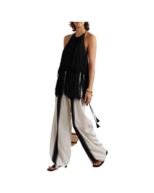 Altuzarra Black Fringe Hollowed-Out Halter Sweater