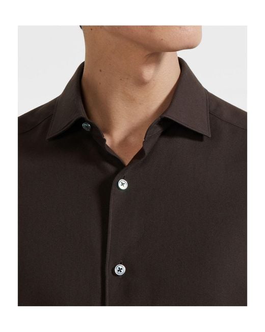Zegna Black Cashco Long-Sleeve Button-Down Shirt for men