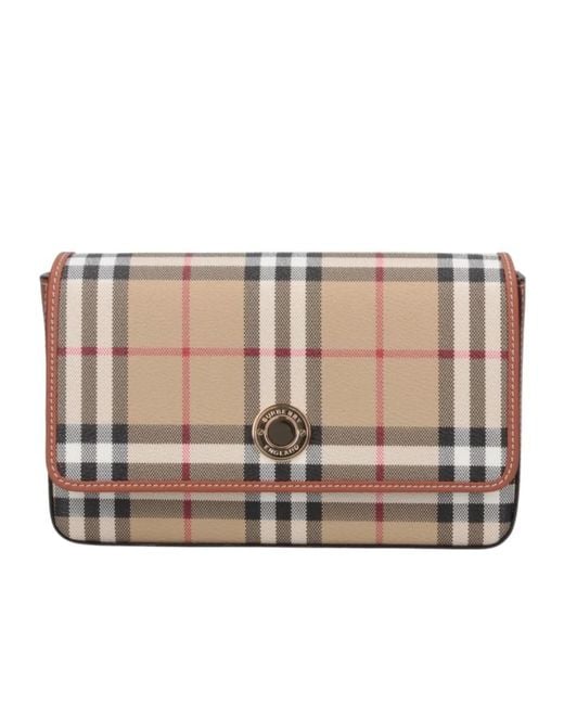 Burberry Brown Checked Foldover-Top Shoulder Bag