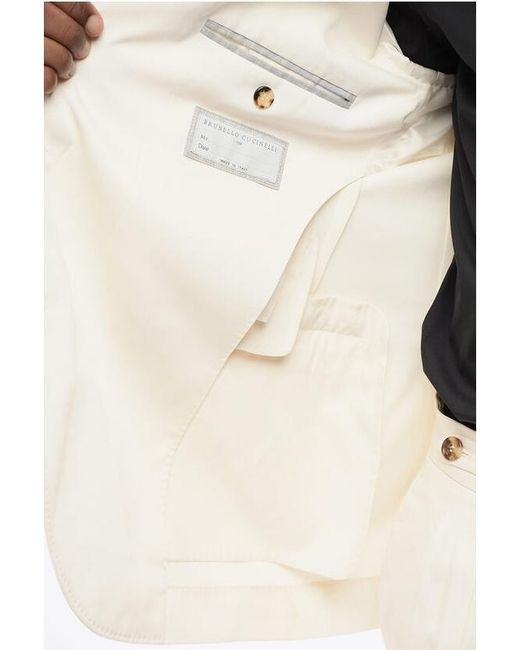 Brunello Cucinelli White Single-Breasted Silk Blazer for men