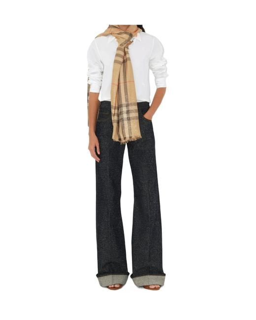 Burberry Natural Checked Frayed-Edge Scarf for men