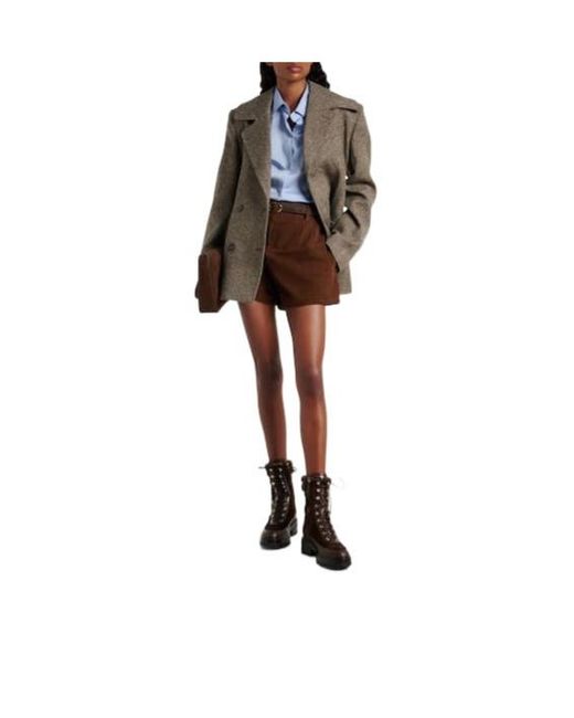 Aquazzura Brown Shearling-Trimmed Suede Lace-Up Boots