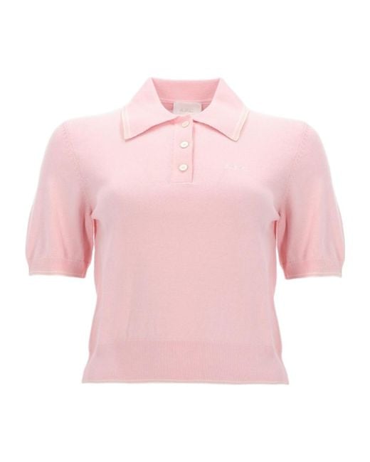 A.P.C. Pink Short-Sleeved Knitted Polo Top