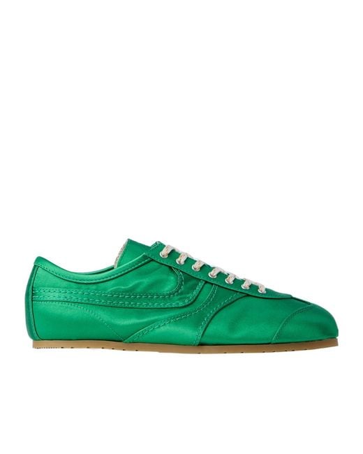 Dries Van Noten Green Satin Low Top Sneakers