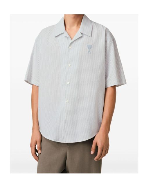 AMI White Ami Camp Collar Short Sleeves Shirt for men