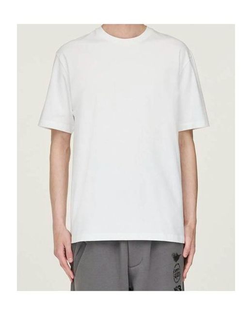 Y-3 White Graphic Printed Crewneck T-Shirt for men