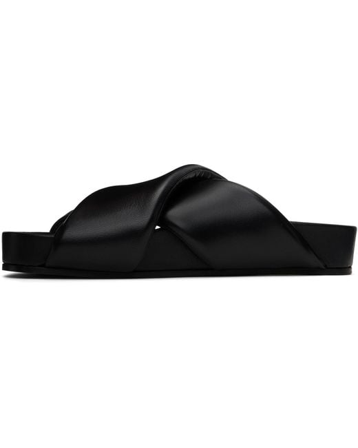 Jil Sander Black Crossover-Strap Padded Sandals for men