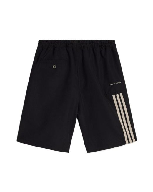 Song For The Mute Black X Adidas 007 Logo-Embroidered Side-Stripe Shorts for men