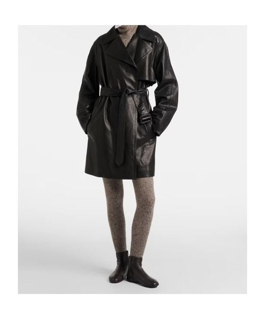 The Row Black Siempra Leather Coat