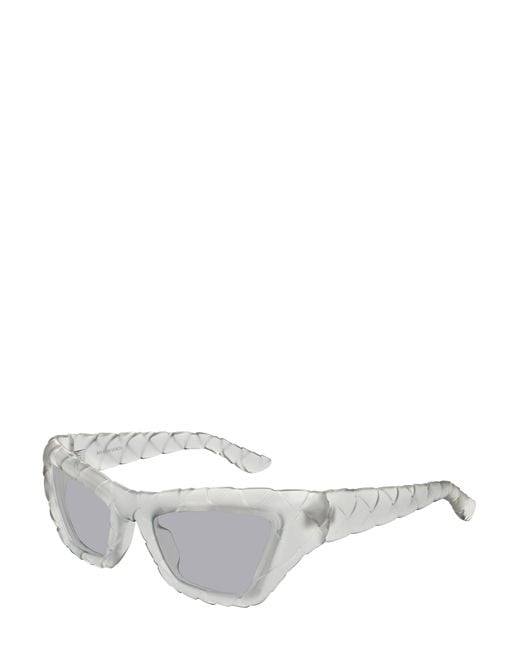 Bottega Veneta White Eyewear Cat-Eye Frame Sunglasses
