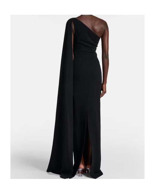 Roland Mouret Black Embellished One-Shoulder Cady Gown