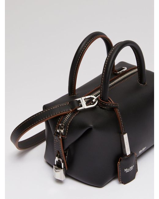 Max Mara Black Small Natural Leather Bowler Bag