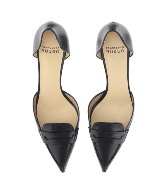 Francesco Russo Black Pointed Toe Pumps