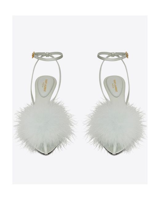 Saint Laurent White Mae Pointed Toe Mules