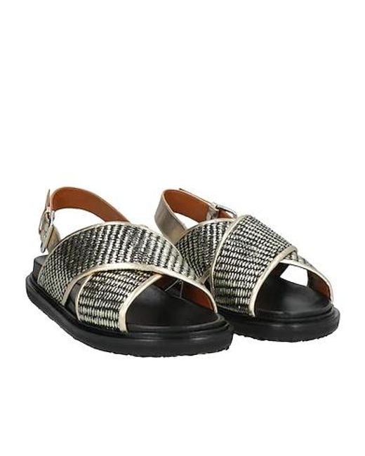 Marni Brown Two-Tone Backless Sandals
