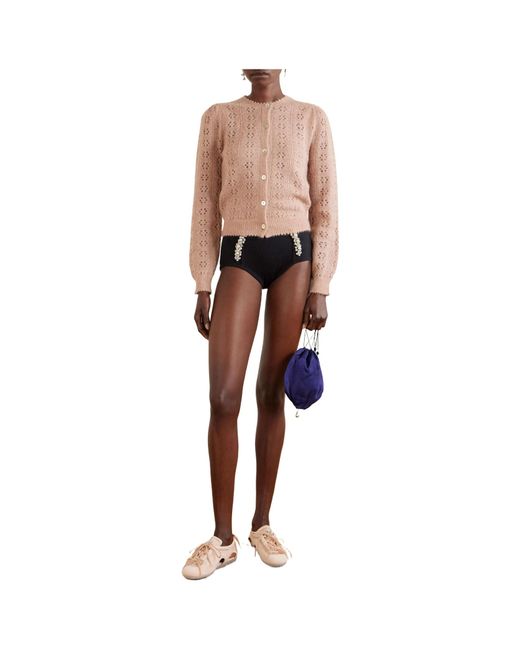 Simone Rocha Black Embellished Ribbed Shorts