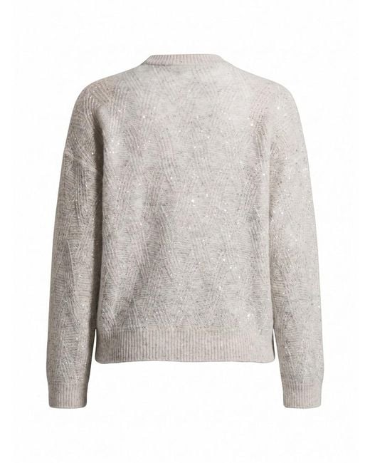 Peserico Gray Diamond-Knit Sweater