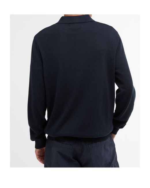 Barbour Blue Knitted Polo for men