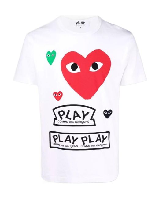 COMME DES GARÇONS PLAY White Heart-Print Cotton T-Shirt for men