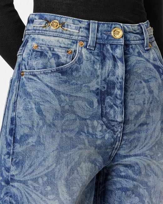 Versace Blue Barocco Pattern Jeans