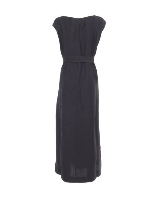 Fabiana Filippi Blue V-Neck Tied-Waist Sleeveless Dress