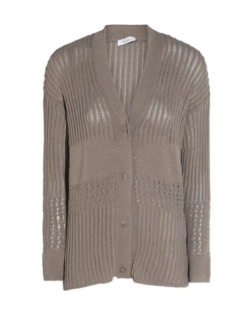 Max Mara Gray March V-Neck Button-Up Cardigan
