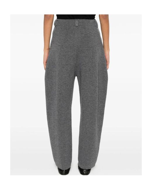 Lisa Yang Gray Wrenda Belt-Loop Knitted Trousers