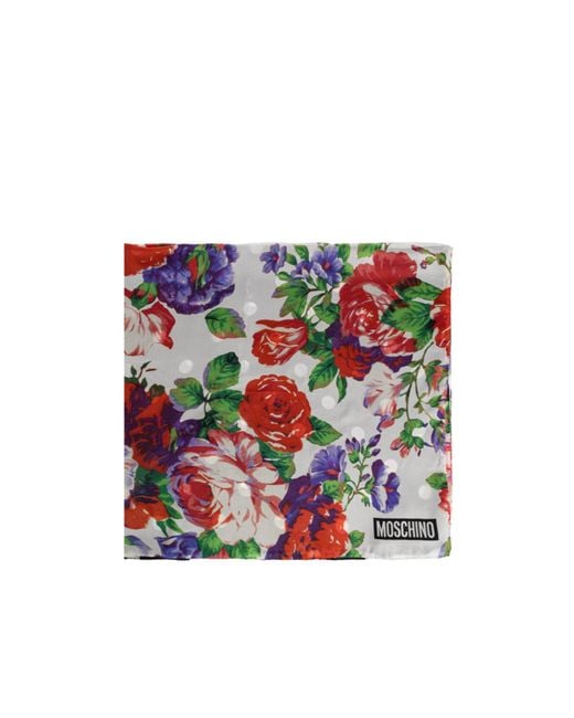 Moschino Red Floral Polka Dot Scarf for men