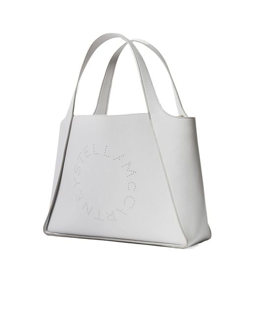 Stella McCartney White Logo Perforated Tote Bag