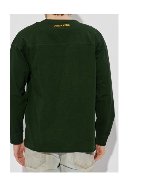 DSquared² Green Long Sleeve Print T-Shirt for men