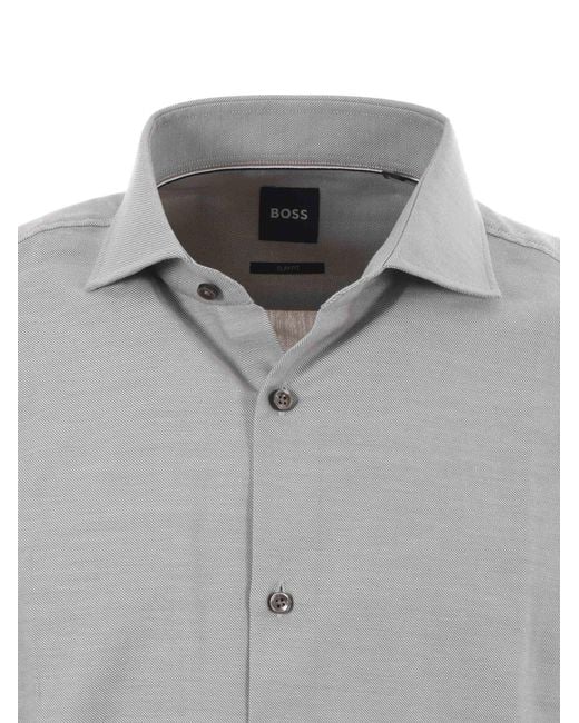 Boss Gray Boss Long-Sleeved Buttoned Shirt for men