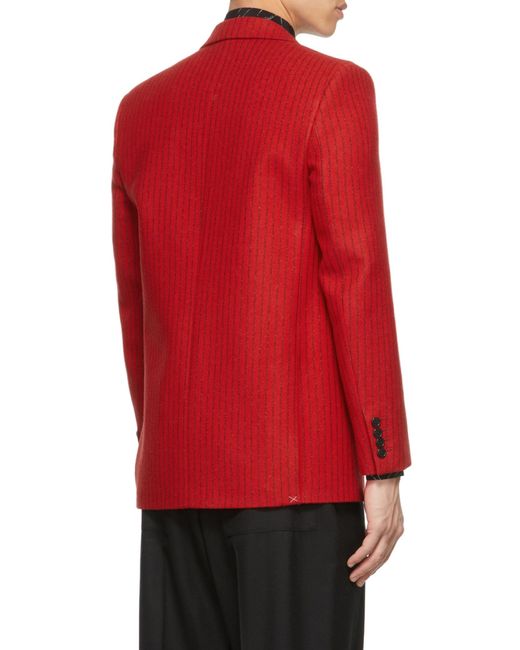 Saint Laurent Red Pinstripe-Pattern Single-Breasted Blazer for men