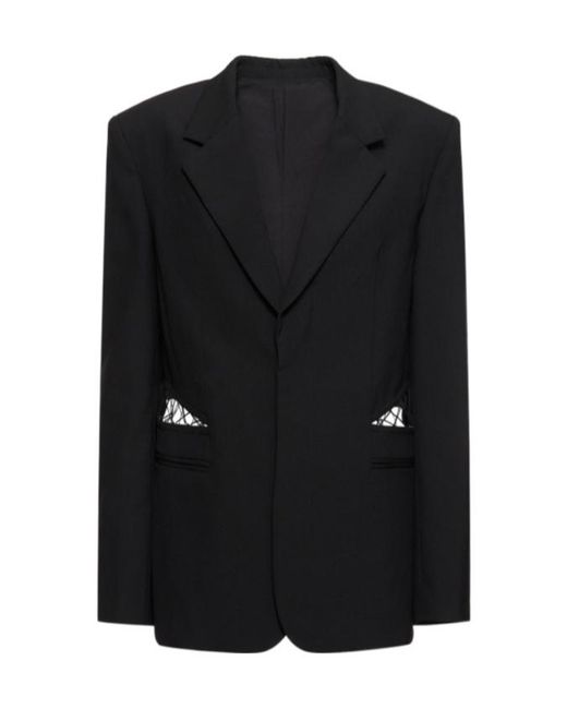 Dion Lee Black Single-Breasted Cutout Suit Jacket