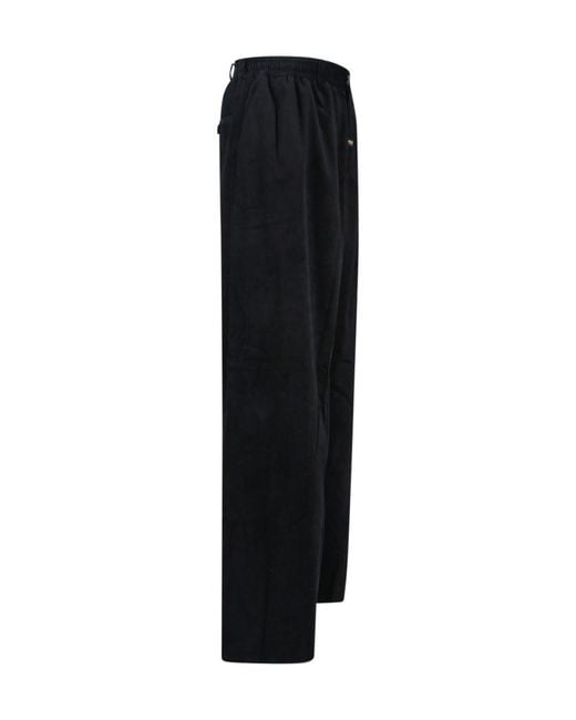 Martine Rose Black Wide-Leg Corduroy Elasticated Waistband Trousers for men
