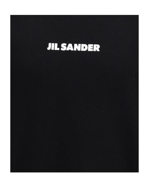Jil Sander Black Logo Printed Crewneck T-Shirt for men