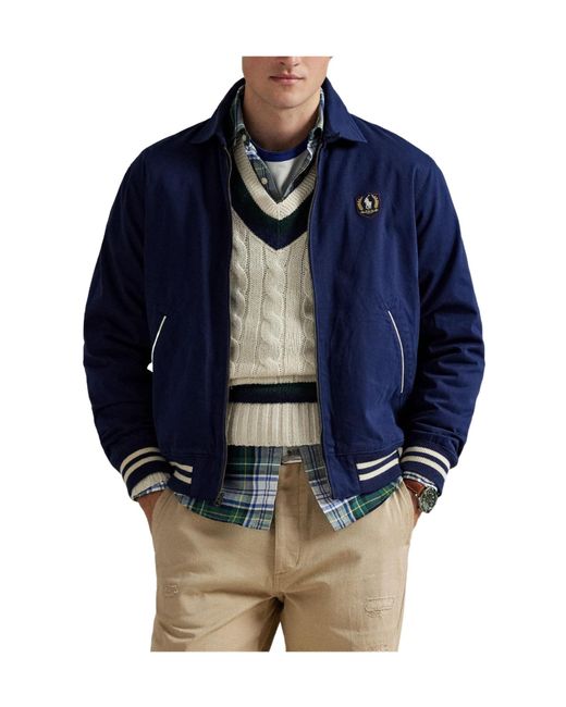 Polo Ralph Lauren Blue Solid Color Bomber Jacket for men