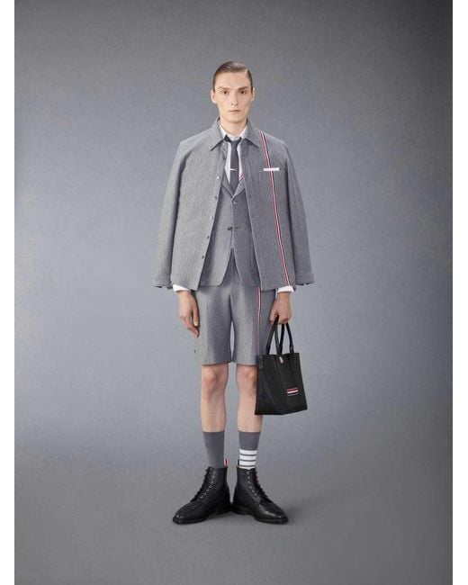 Thom Browne Black Rwb-Stripe Cotton Shorts for men