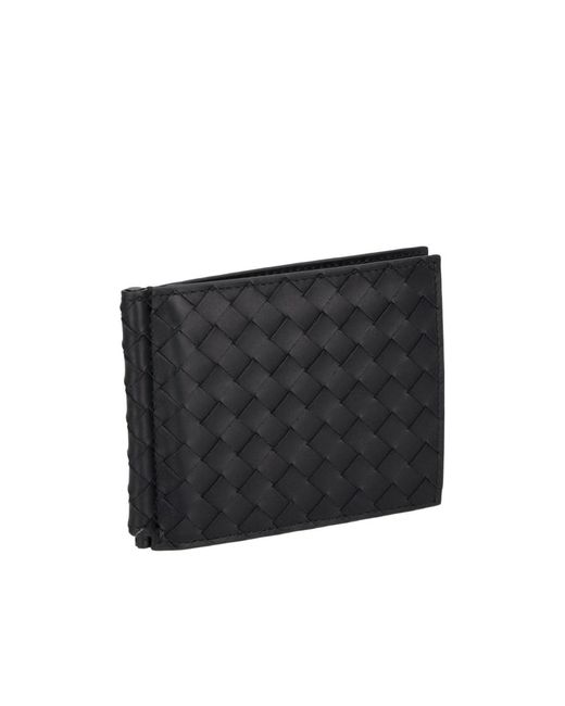 Bottega Veneta Black Woven Detailed Bi-Fold Wallet for men