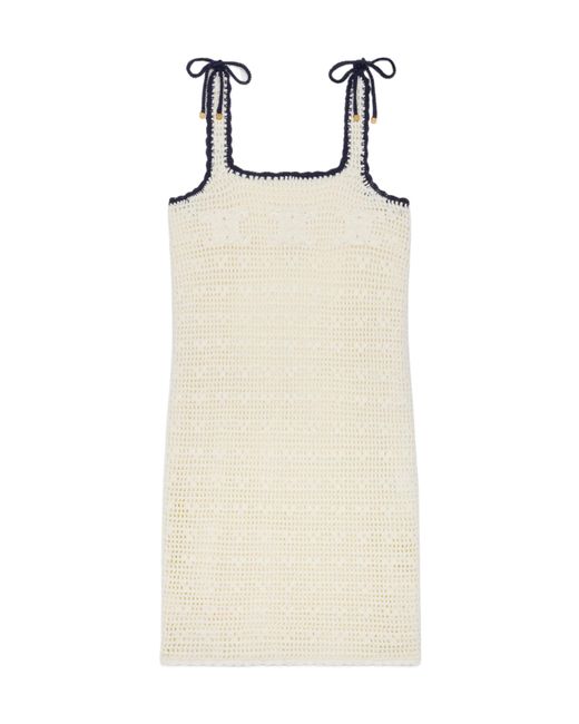 【CELINE】TRIOMPHE MINI DRESS●RR06R084207IA Celine Triomphe Mini Dress in Natural | Lyst