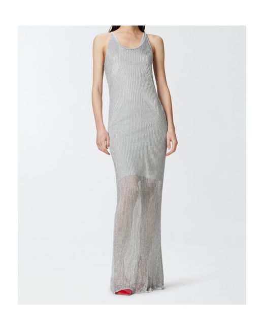 Pinko White Sleeveless Knitted Long Dress