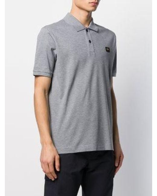 Paul & Shark Gray Logo Patch Polo Shirt for men