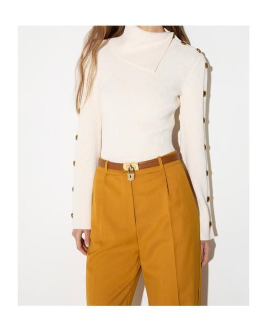 Elisabetta Franchi White Knit Pullover With Jewel Buttons