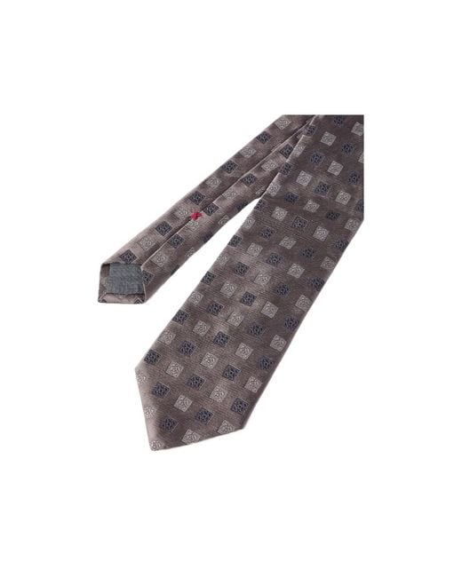Brunello Cucinelli White Squares Pattern Silk Tie for men