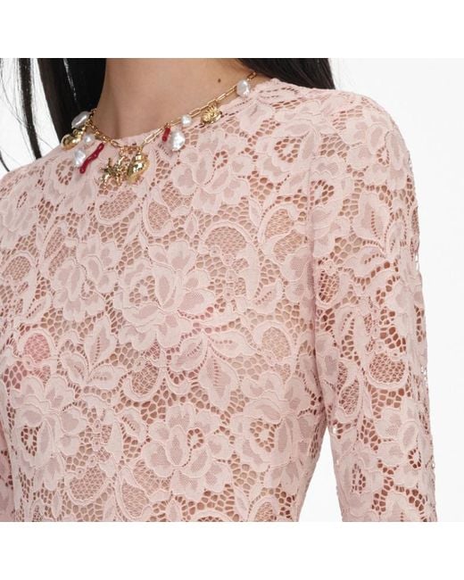 Self-Portrait Pink Floral Lace Bodysuit