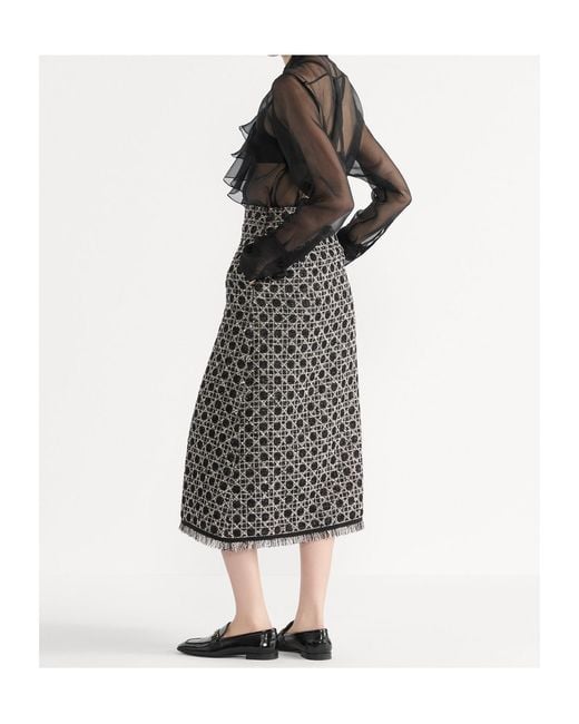 Dior Gray Mid-Length Macrocannage Flared Skirt