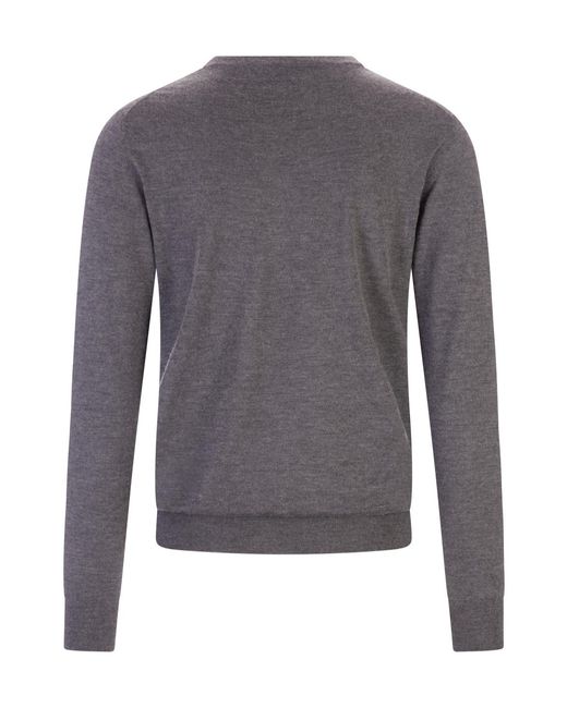 Fedeli Gray Long-Sleeved Crewneck Jumper for men